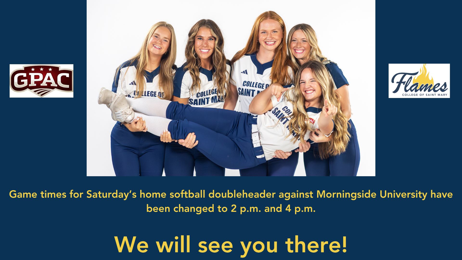 Saturday's softball game times changed