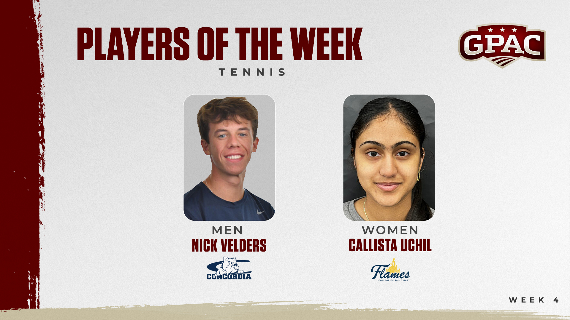 CSM&rsquo;s Uchil named GPAC Tennis Player of the Week